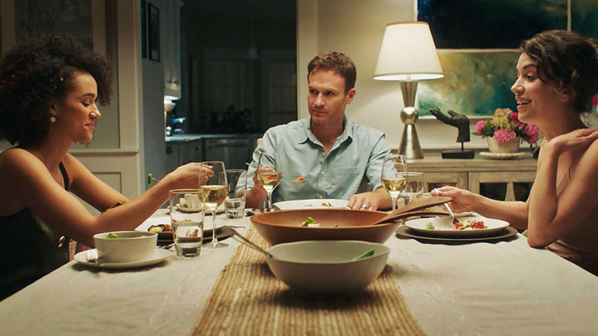 Nathalie Emmanuel as Holly, Josh Lawson as Noel & Britt Lower as Audrey