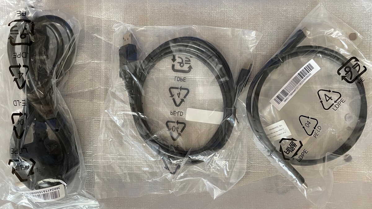 BenQ EW3270U ships with a power cable, a display port cable, and a USB Type-C cable. 