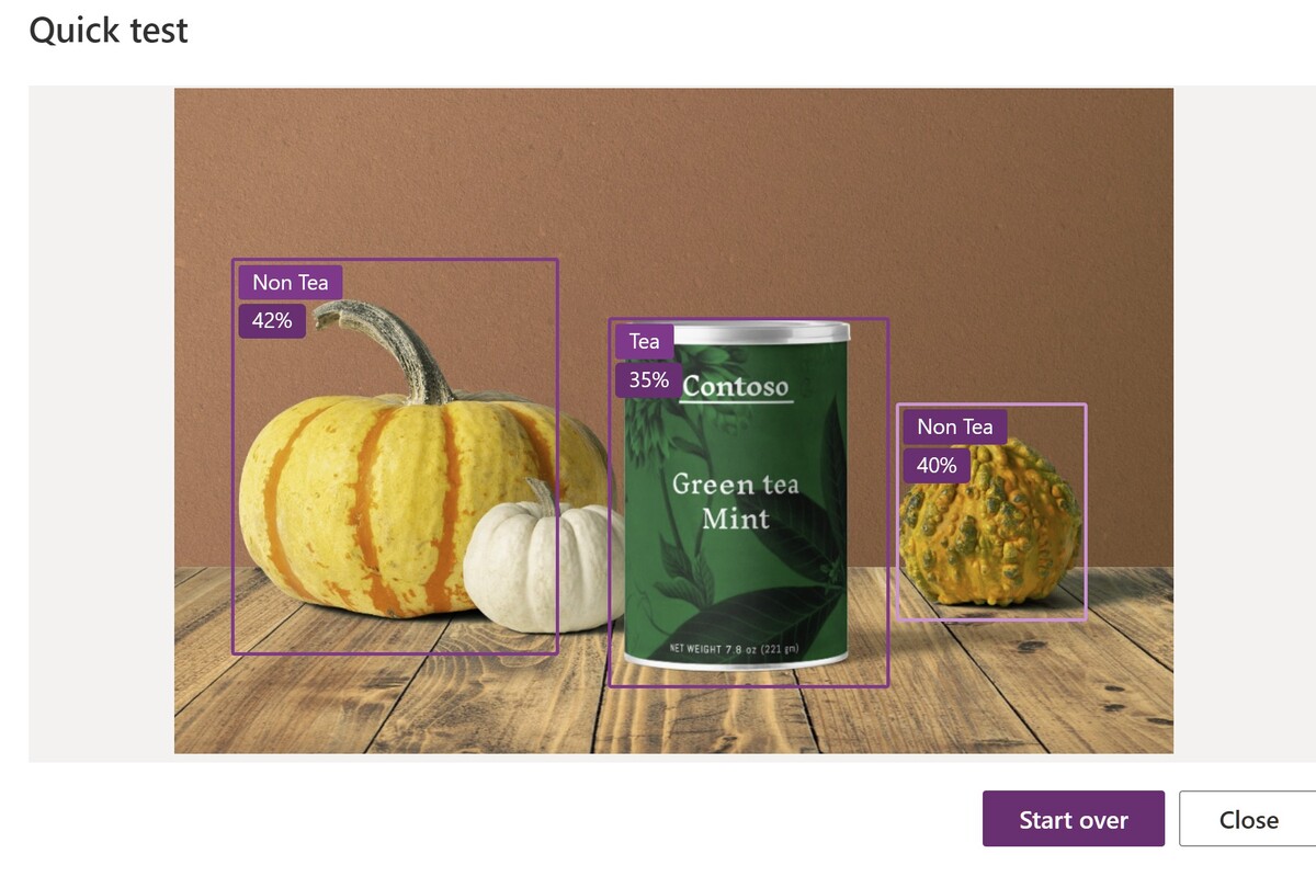 Using AI Builder a canned demo of Object identification 