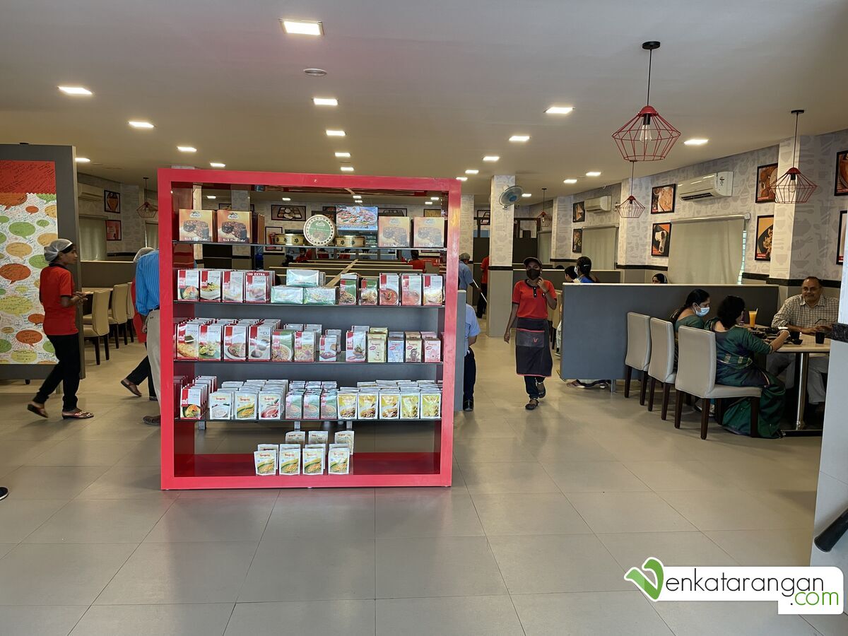 Shelves stocked with ready-to-cook Udupi Ruchi packets