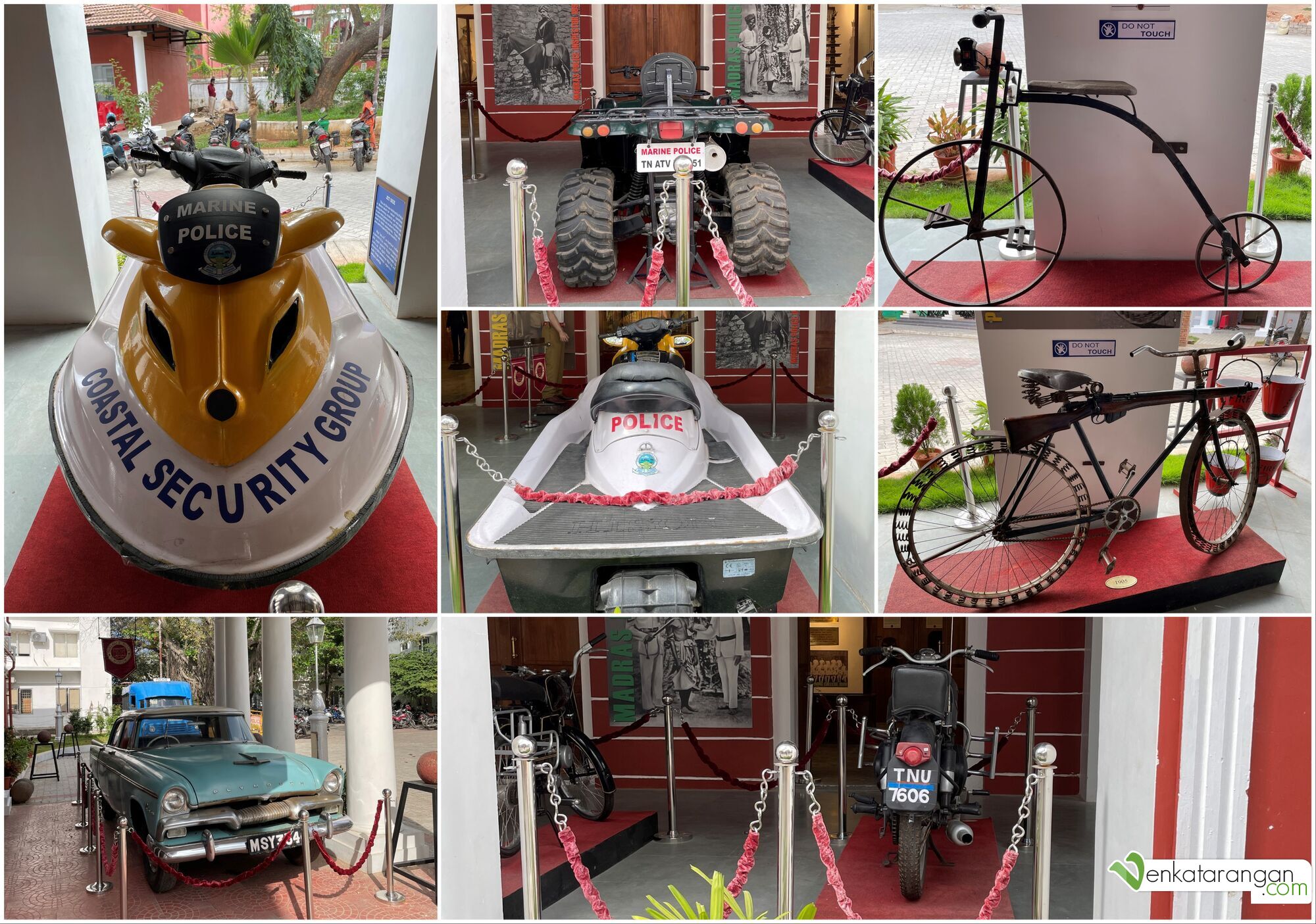 Boats and waterbikes used by the Marine Police, Cycles and Car