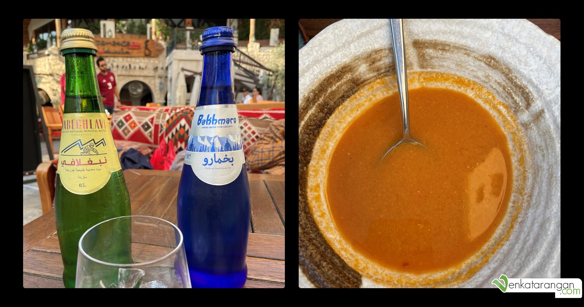 Nabeghlavi Mineral Water & Tomato Soup: Al Terrace, Georgian, Doha