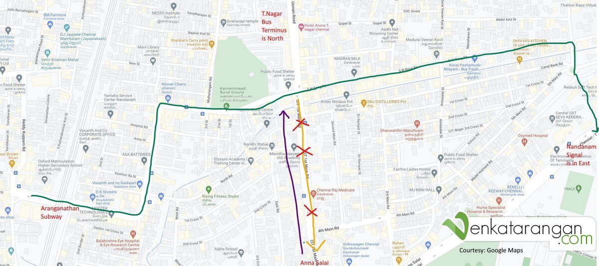 T.Nagar South Usman Road Diversion - January 2023