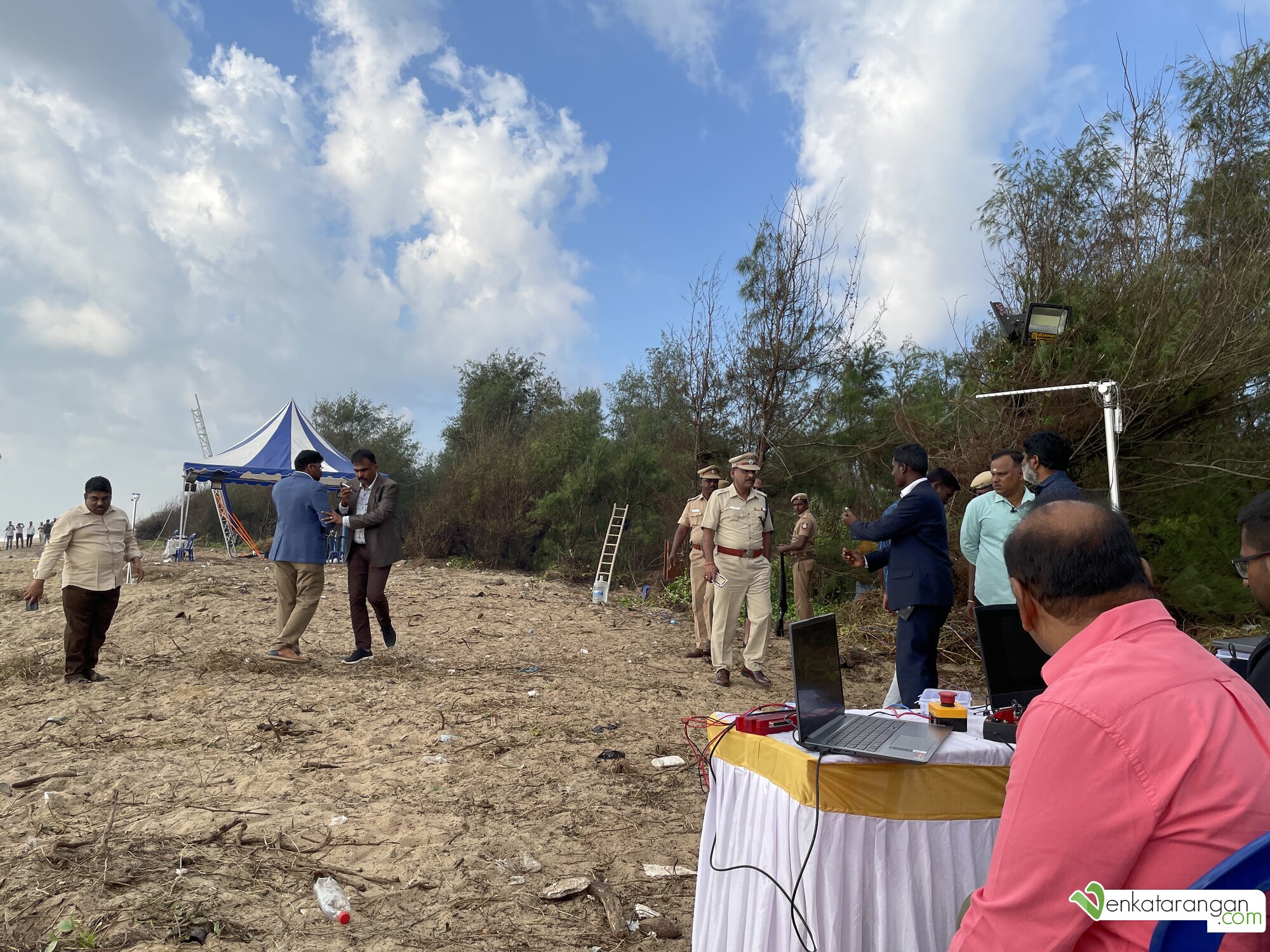 Minutes before the launch. Key stakeholders include the designer, ISRO scientists, Foundation director and the Police can be seen in this picture
