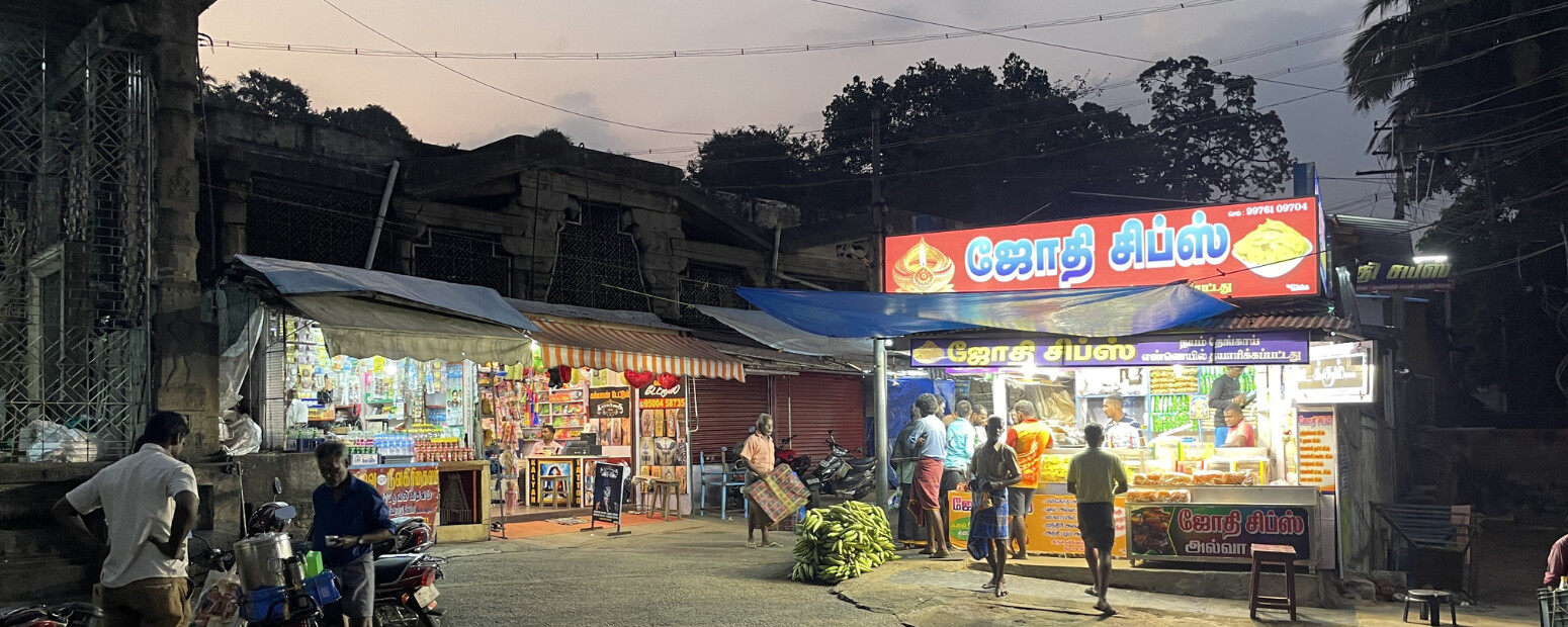 Shops near the temple selling mostly banana chips!