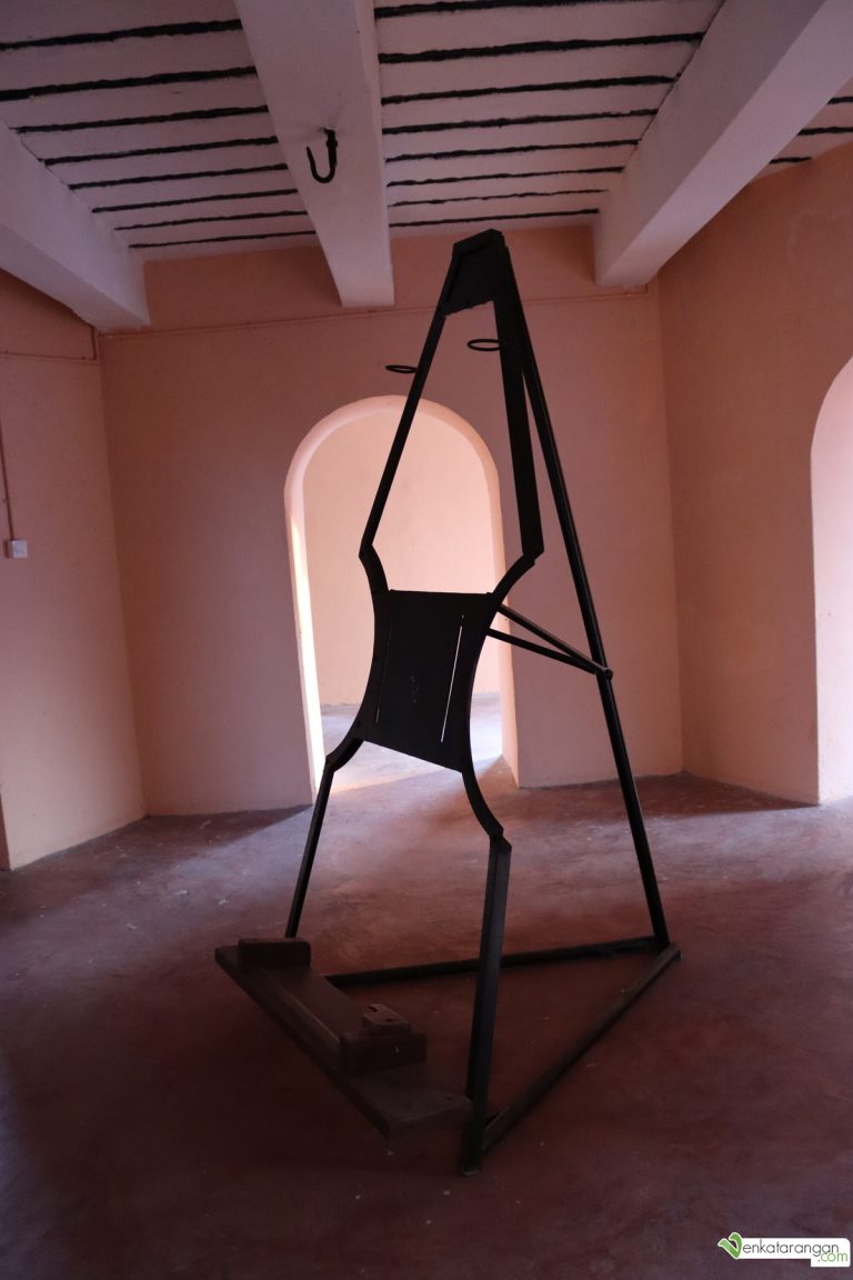 flogging post to which a prisoner was tied with his backside exposed 