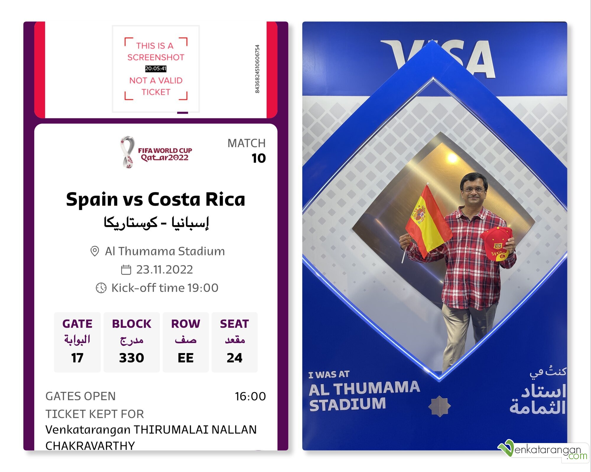 FIFA World Cup 2022 Ticket for Spain vs Costa Rica match on the 23.11.2022