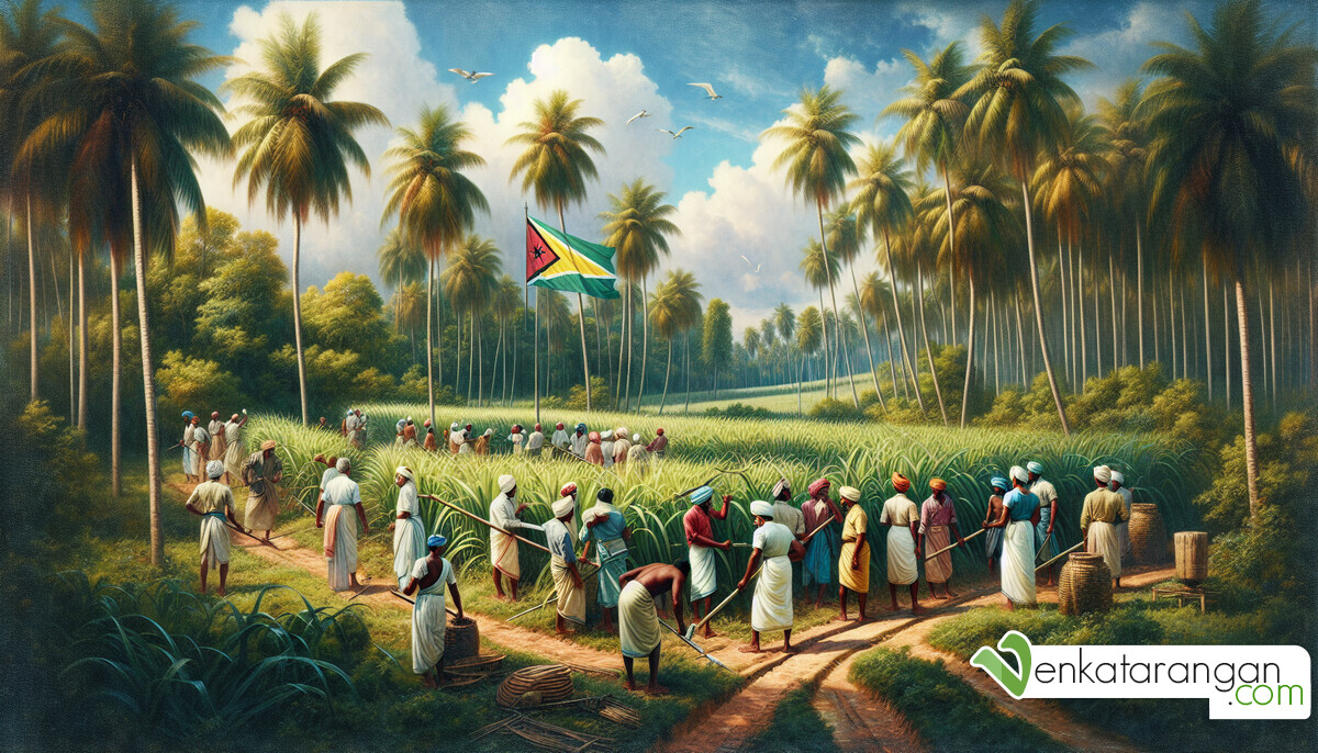 Depiction of Indian indentured laborers in British Guiana, image created by AI