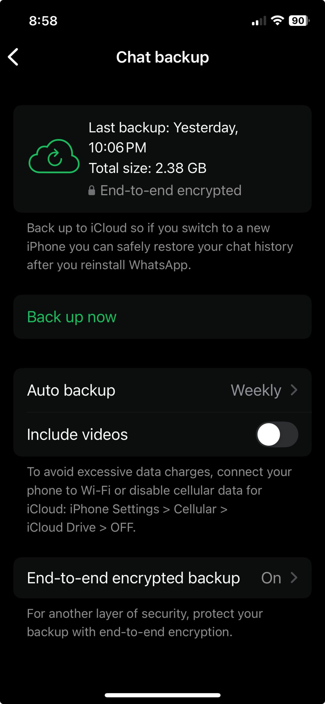 Whatsapp Chat Backup in iPhone