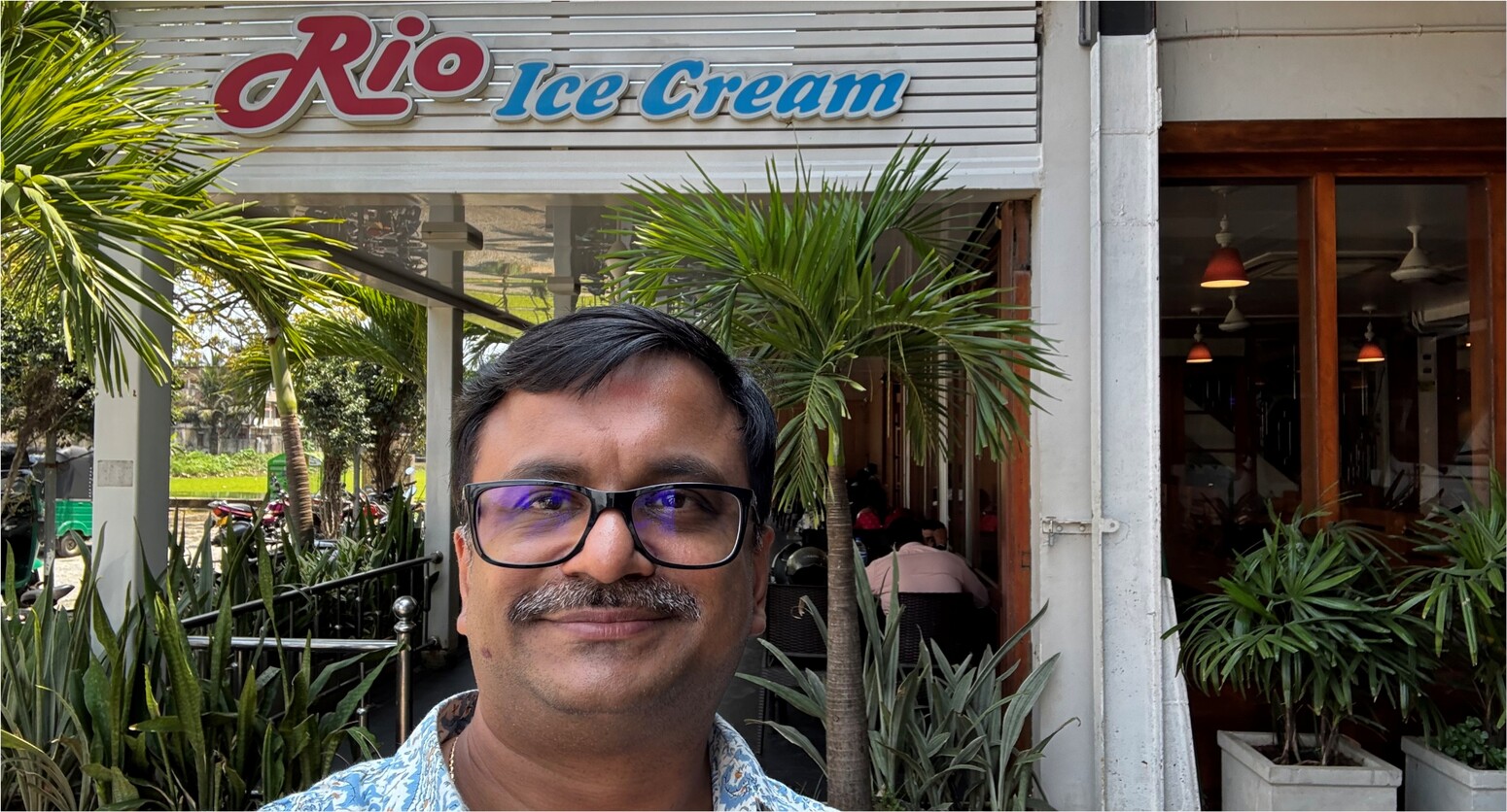 Venkatarangan Thirumalai in front of Rio Ice Cream in Jaffna