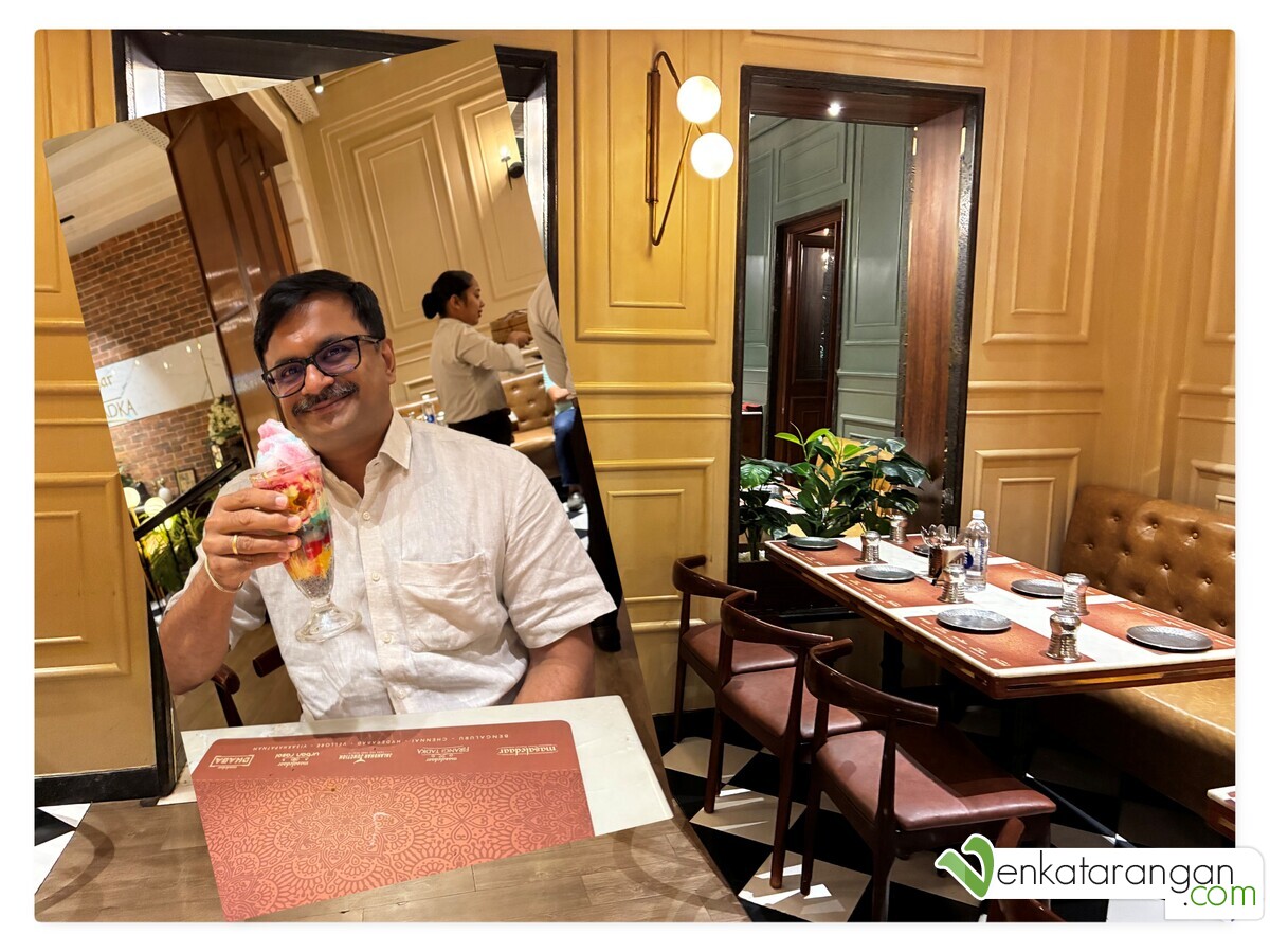 Venkatarangan Thirumalai at a North Indian and Pan Asian Vegetarian Restaurant in Egmore, Chennai