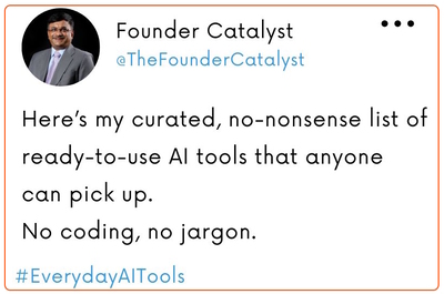 "Everyday AI Tools", a curated, no-nonsense list. Free to use and share.