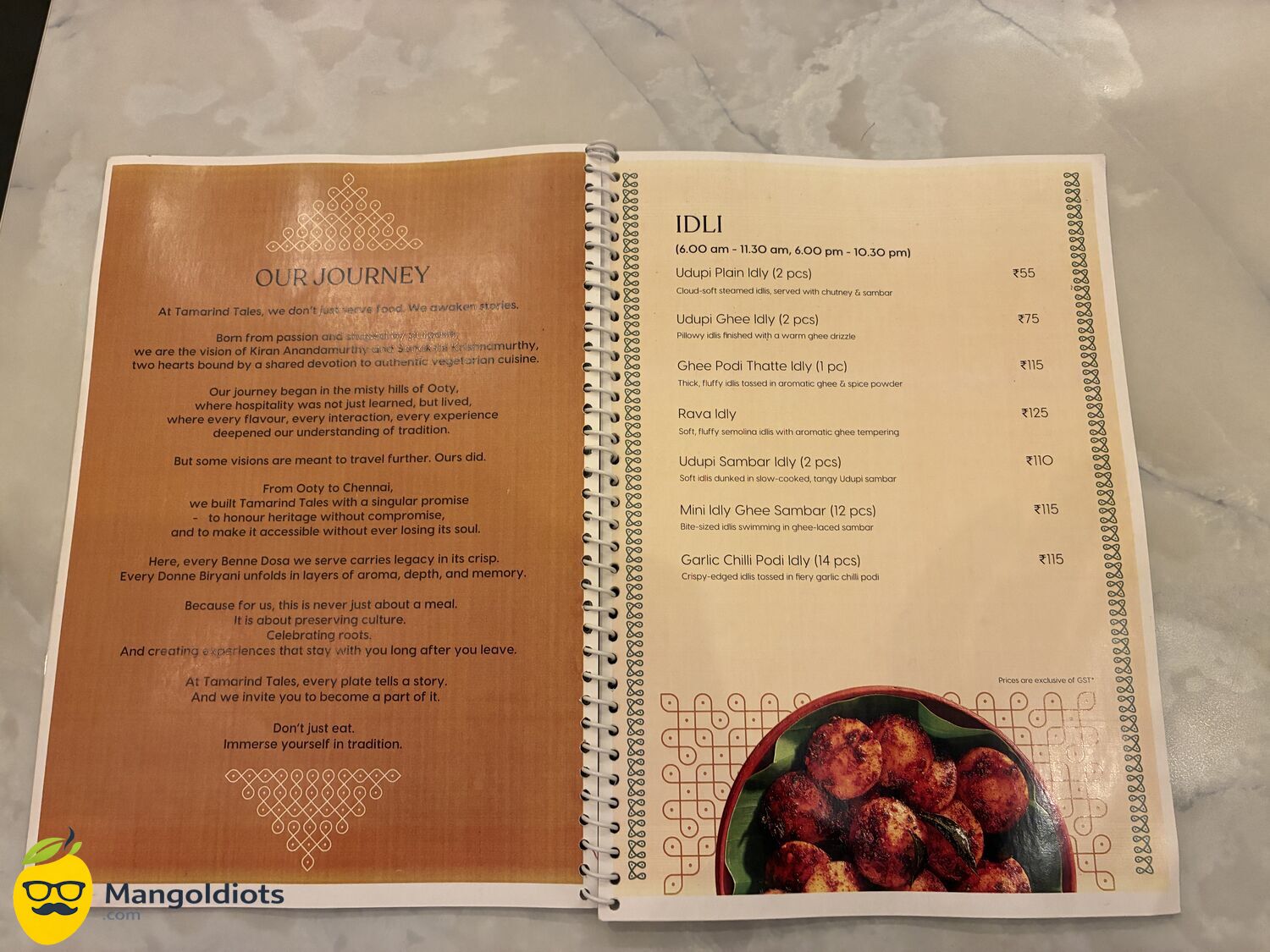 Menu Card - Tamarind Tales, Alwarpet, Chennai