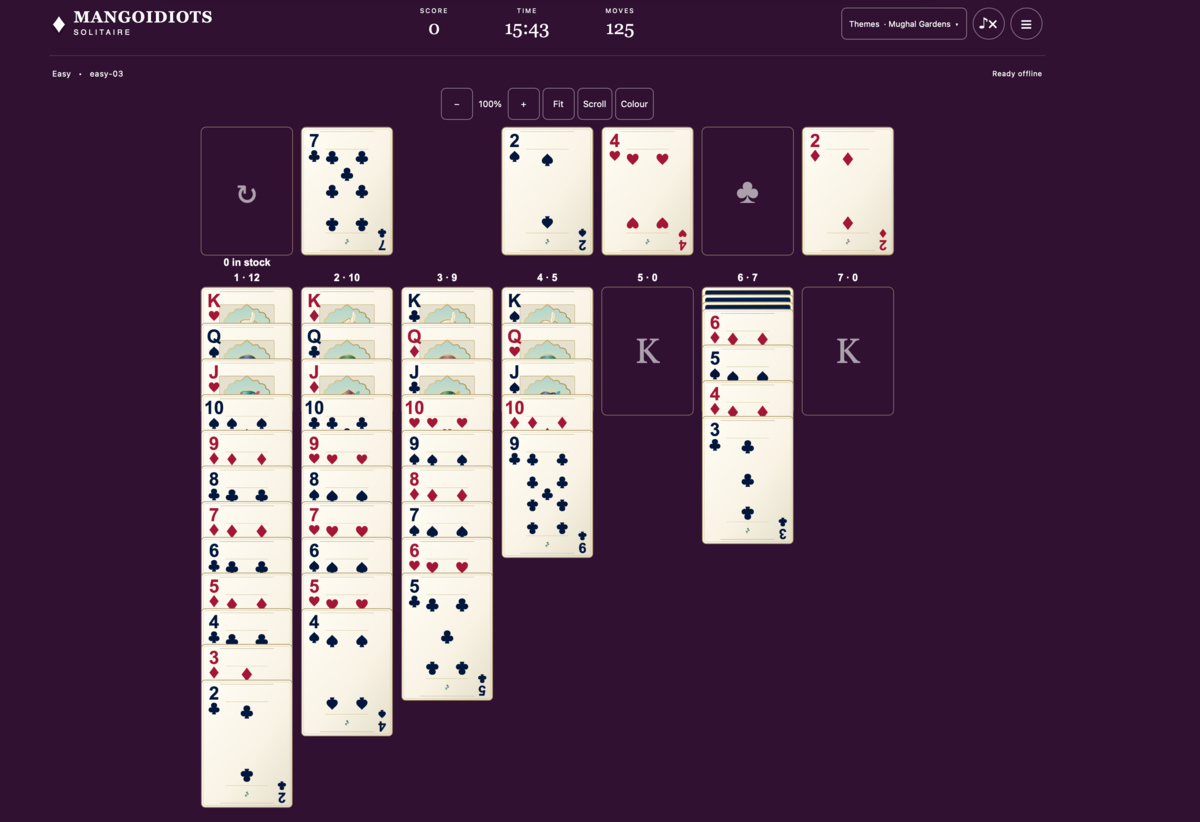Mangoidiots Solitaire Screenshot in Action
