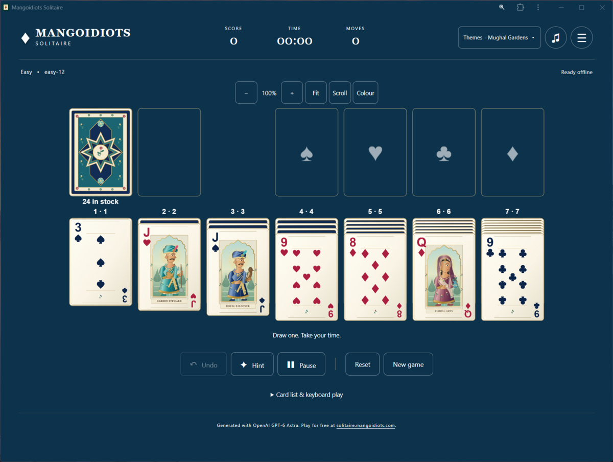Mangoidiots Solitaire - Mughal Garden Theme Screenshot