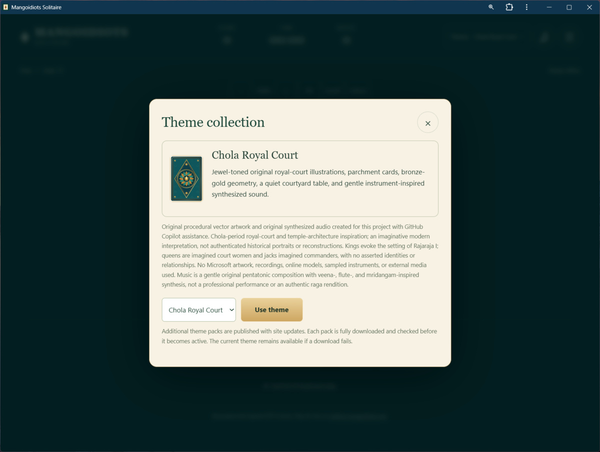 Mangoidiots Solitaire - Theme Collection - Chola Royal Court