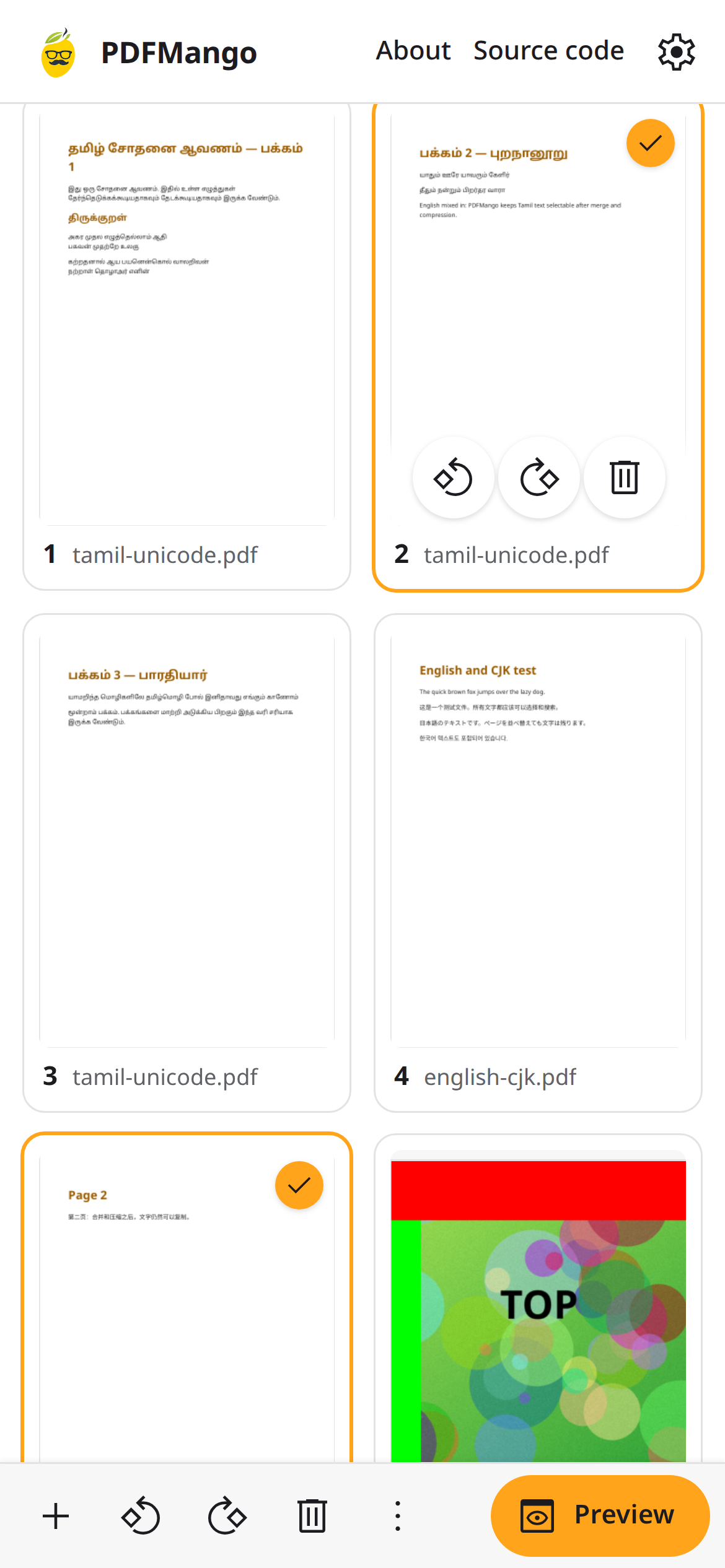 PDFMango - Page Reordering, Adding Pages and Removing